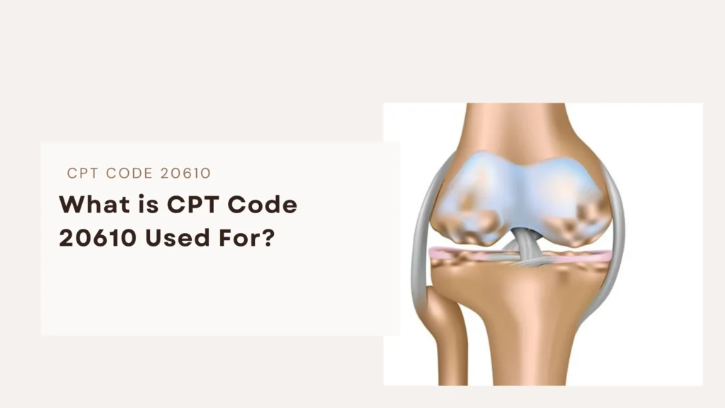 cpt code 20610 is used for joint injection or fluid removal from a big joint like the knee, shoulder, or hip without using ultrasound pictures